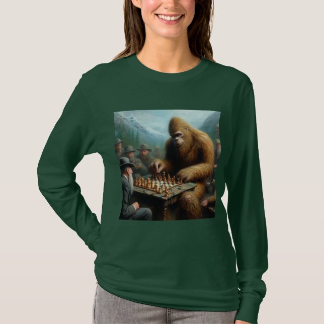 Bigfoot Playing Chess T-Shirt (Front)