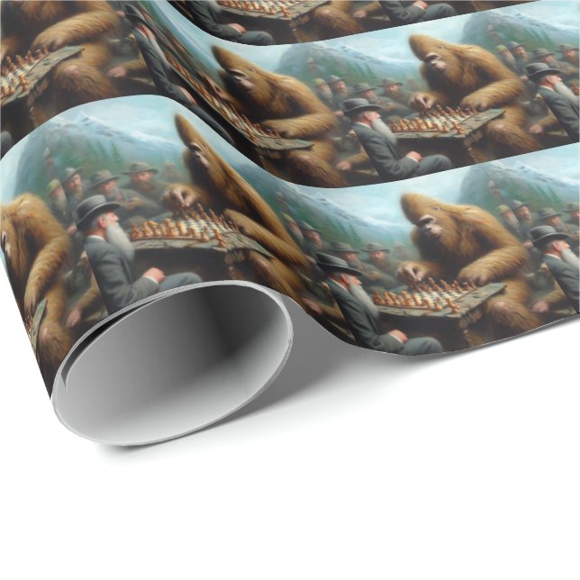 Bigfoot Playing Chess Wrapping Paper (Roll Corner)
