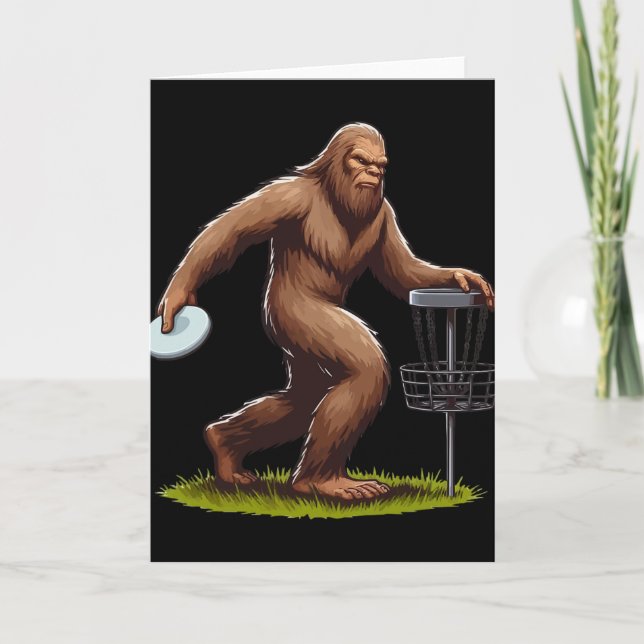 Bigfoot Playing Disc Golf Funny Disc Golfer Player Card (Front)