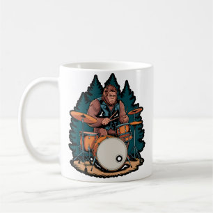 Bigfoot Playing Drums Funny Music Coffee Mug