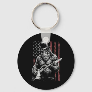 Bigfoot Playing Guitar Aamerican Flag 250 Years Key Ring