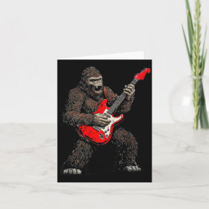Bigfoot Playing Guitar Rock Music Band Sasquatch Card