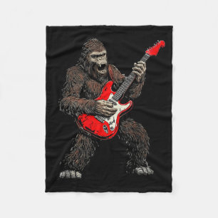 Bigfoot Playing Guitar Rock Music Band Sasquatch Fleece Blanket