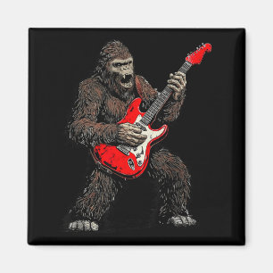 Bigfoot Playing Guitar Rock Music Band Sasquatch Magnet