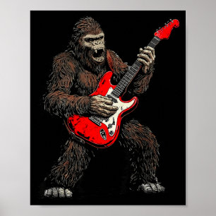 Bigfoot playing guitar rock music band sasquatch poster