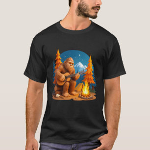 Bigfoot Playing Guitar Rock on Sasquatch Big Foot T-Shirt
