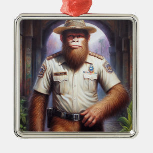 Bigfoot Policeman Metal Ornament