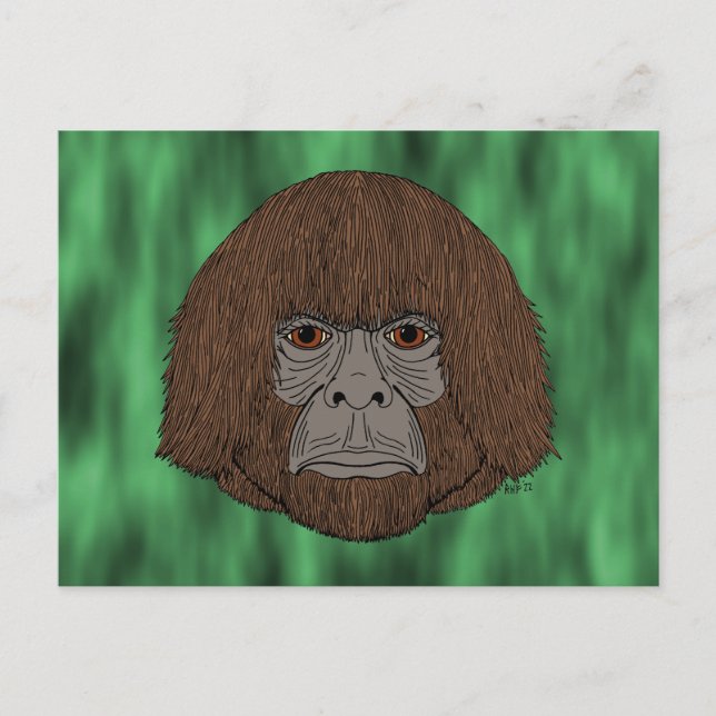Bigfoot Portrait 2 (Human-Like) Postcard (Front)