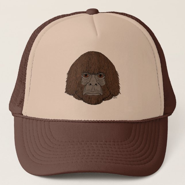 Bigfoot Portrait 2 (Human-Like) Trucker Hat (Front)