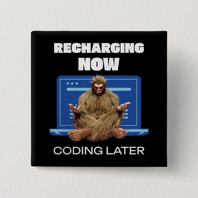 Bigfoot Programmer Coder Software Developer  15 Cm Square Badge (Front)