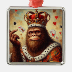 Bigfoot Queen of Hearts Metal Ornament