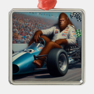 Bigfoot Racecar Metal Ornament