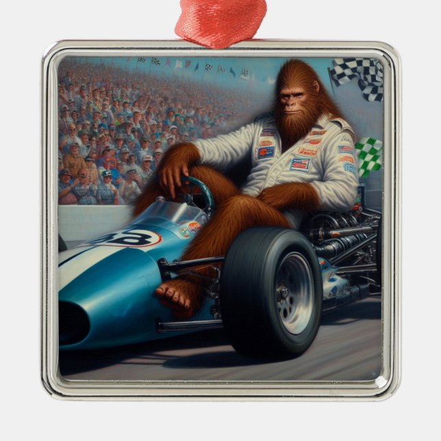 Bigfoot Racecar Metal Ornament (Front)