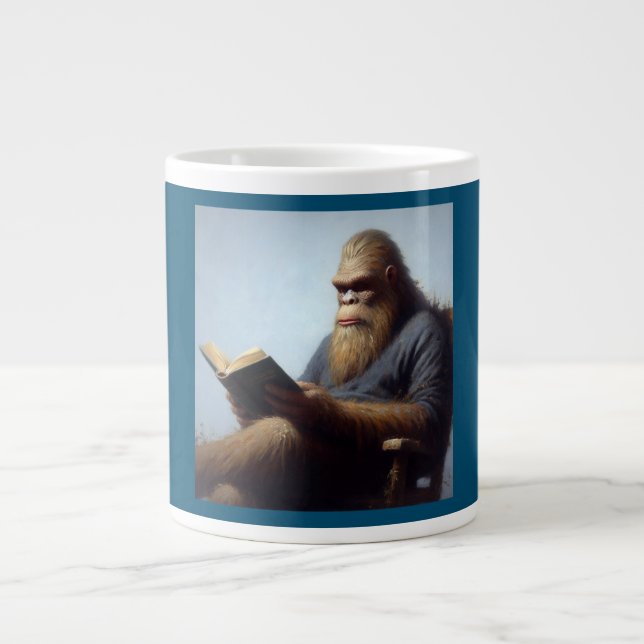 Bigfoot Reading Large Coffee Mug (Front)