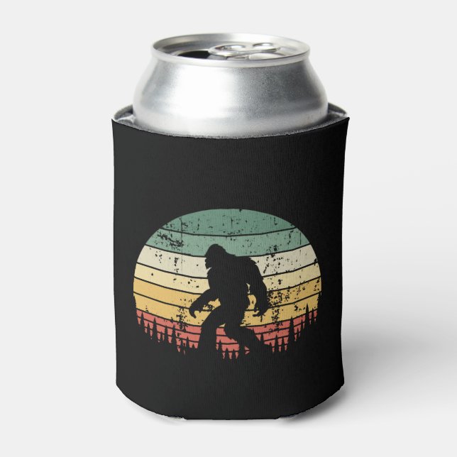 Bigfoot Retro Sunset Gift Can Cooler (Can Front)