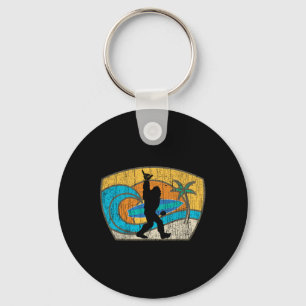 Bigfoot Retro Surfing Gift For Shaka Aloha Surfer Key Ring
