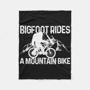 Bigfoot Rides A Mountain Bike Funny Mtb Biking Bik Fleece Blanket