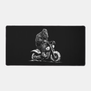 Bigfoot Riding A Motorcycle Bike Funny Sasquatch M Desk Mat