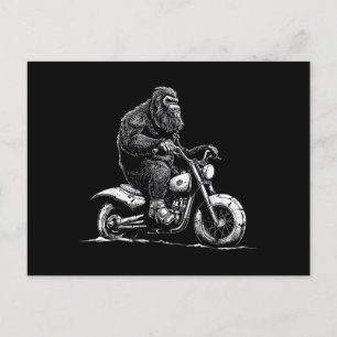Bigfoot Riding A Motorcycle Bike Funny Sasquatch M Holiday Postcard