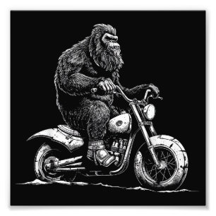 Bigfoot Riding A Motorcycle Bike Funny Sasquatch M Photo Print