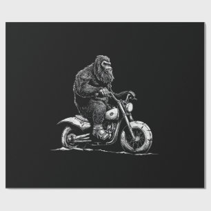 Bigfoot Riding A Motorcycle Bike Funny Sasquatch M Wrapping Paper