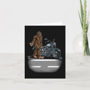 Bigfoot Riding A Motorcycle Bike Trying To Hitch A Card