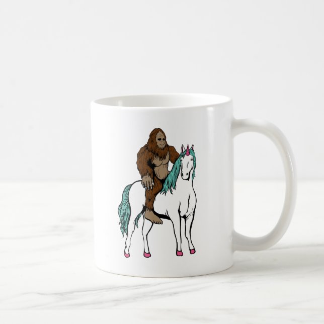 Bigfoot Riding a Unicorn Coffee Mug (Right)
