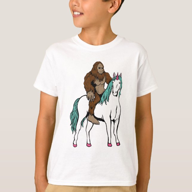 Bigfoot Riding a Unicorn T-Shirt (Front)