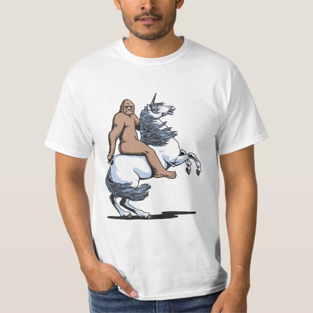 Bigfoot Riding a Unicorn T-Shirt (Front)