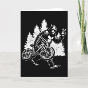 Bigfoot Riding Bicycle Vintage Mountain Biking Big Card