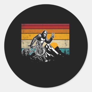 Bigfoot Riding Bicycle Vintage Mountain Biking Big Classic Round Sticker