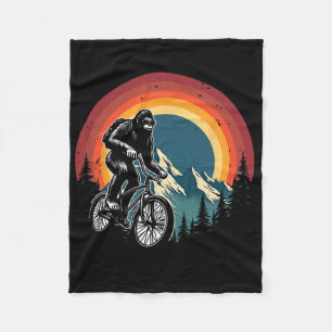 Bigfoot Riding Bicycle Vintage Mountain Biking Big Fleece Blanket
