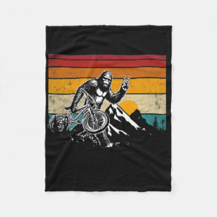 Bigfoot Riding Bicycle Vintage Mountain Biking Big Fleece Blanket