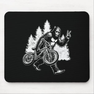 Bigfoot Riding Bicycle Vintage Mountain Biking Big Mouse Pad