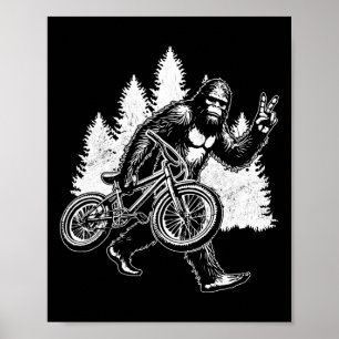 Bigfoot Riding Bicycle Vintage Mountain Biking Big Poster