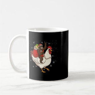Bigfoot Riding Chicken Deer Xmas Chicken Christmas Coffee Mug