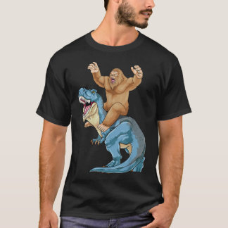 Bigfoot Riding Dinosaur T Rex Cute Sasquatch Dino  T-Shirt