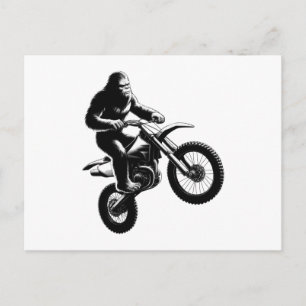 Bigfoot Riding Dirt Bike Holiday Postcard