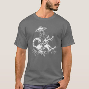 Bigfoot Riding Loch Ness Monster Funny UFO Sasquat T-Shirt