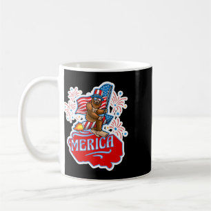 Bigfoot Riding On Firework 4th Of July Independenc Coffee Mug