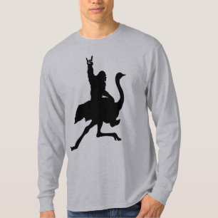 Bigfoot Riding Ostrich T-Shirt