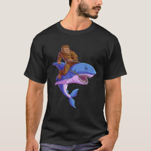 Bigfoot Riding Shark Funny Sasquatch Jawsome Kids T-Shirt