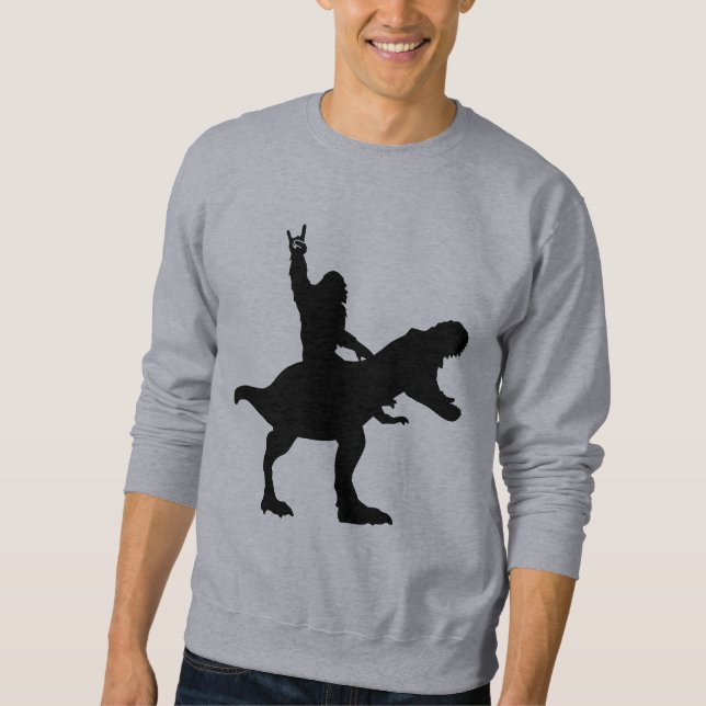 Bigfoot Riding T-Rex   Sweatshirt (Front)