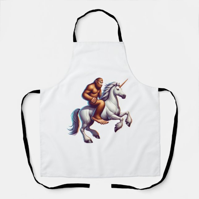 Bigfoot riding Unicorn  Apron (Front)