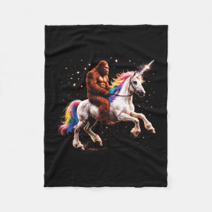 Bigfoot riding unicorn funny men women sasquatch fleece blanket