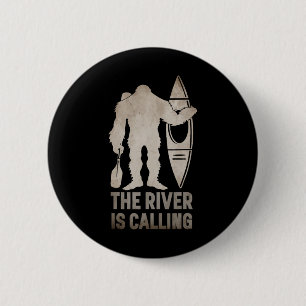 Bigfoot River Kayak Sasquatch Camping Canoe Gift  6 Cm Round Badge