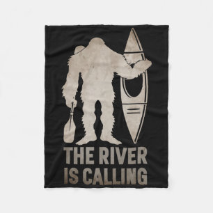 Bigfoot River Kayak Sasquatch Camping Canoe Gift  Fleece Blanket