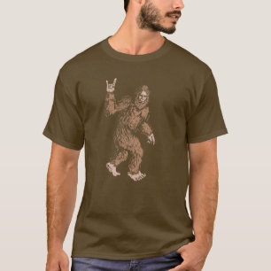 Bigfoot Rock And Roll Sasquatch Hand Symbol Believ T-Shirt