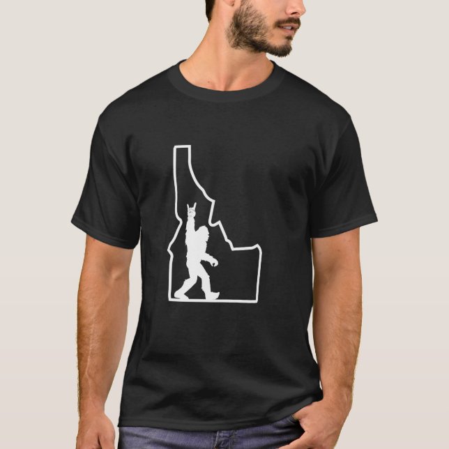 Bigfoot Rock and Roll Silhouette State of Idaho Sa T-Shirt (Front)