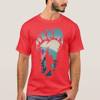 Bigfoot Rock n Roll American Flag 4th Of July T-Shirt